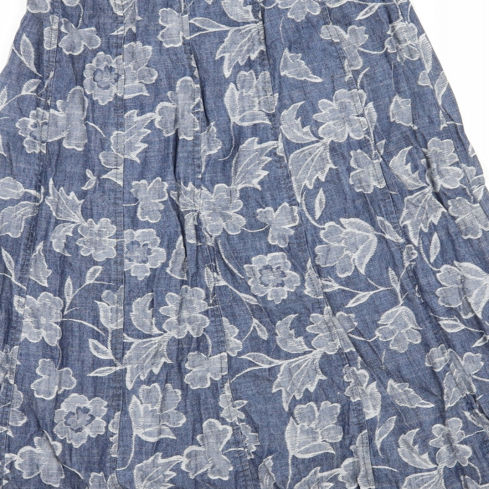 Marks and Spencer Womens Blue Floral  Flare Skirt Size 10