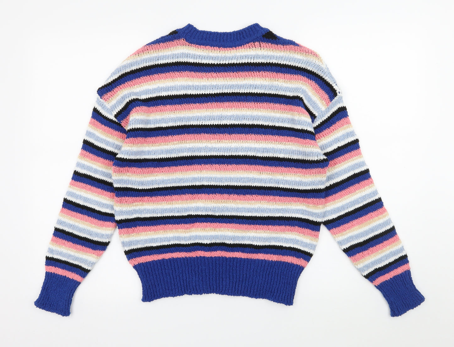 Marks and Spencer Womens Blue Striped Knit Pullover Jumper Size S