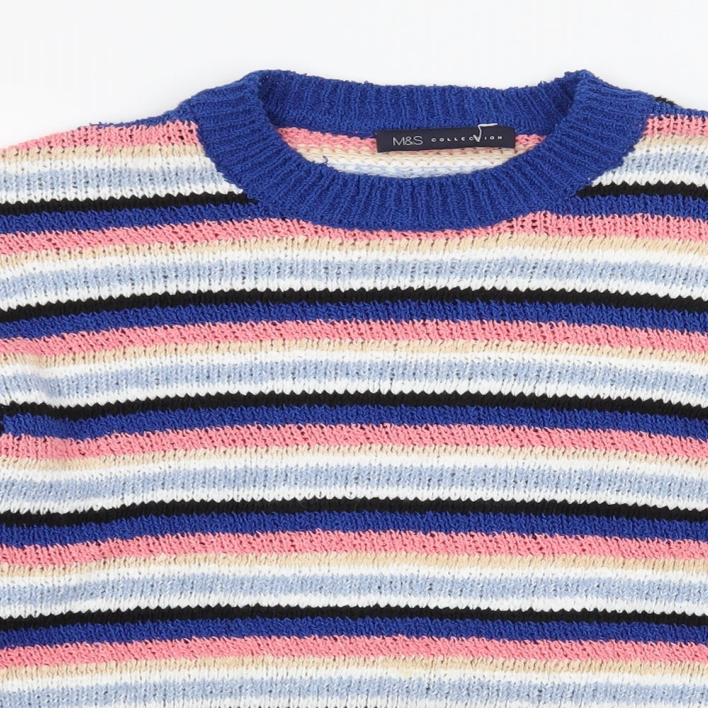 Marks and Spencer Womens Blue Striped Knit Pullover Jumper Size S