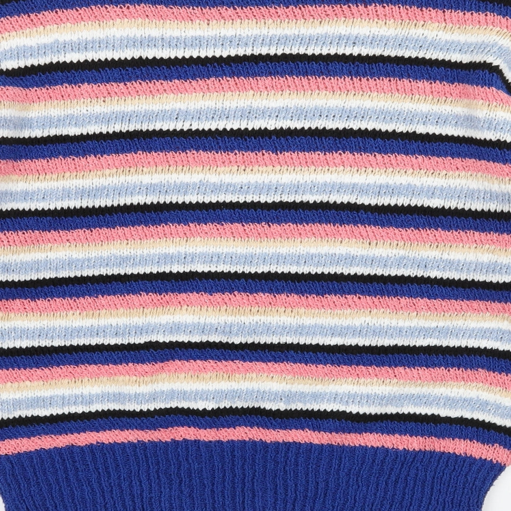 Marks and Spencer Womens Blue Striped Knit Pullover Jumper Size S