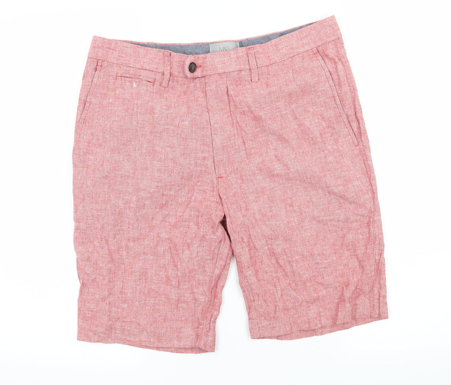 Marks and Spencer Mens Pink   Chino Shorts Size 30 in