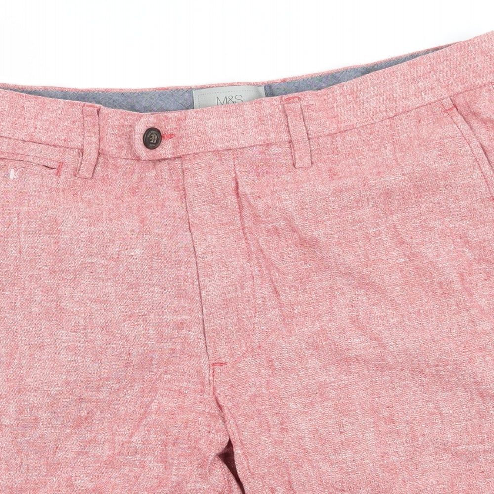 Marks and Spencer Mens Pink   Chino Shorts Size 30 in