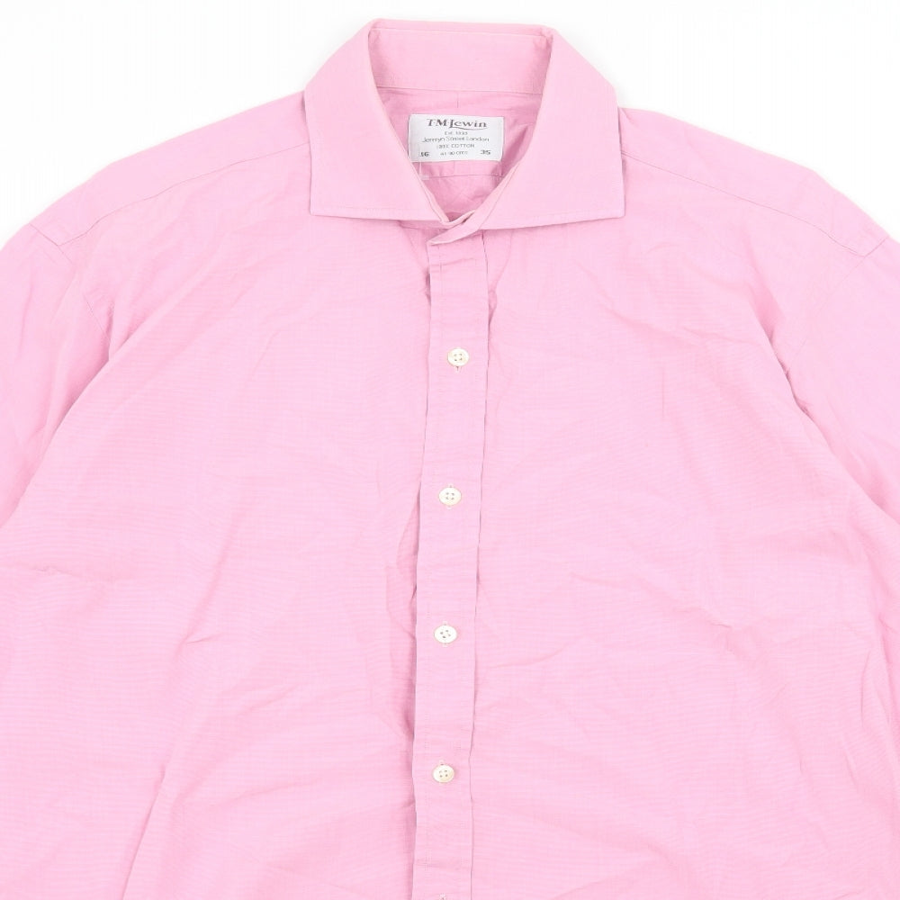 T.M.Lewin Mens Pink    Dress Shirt Size 16