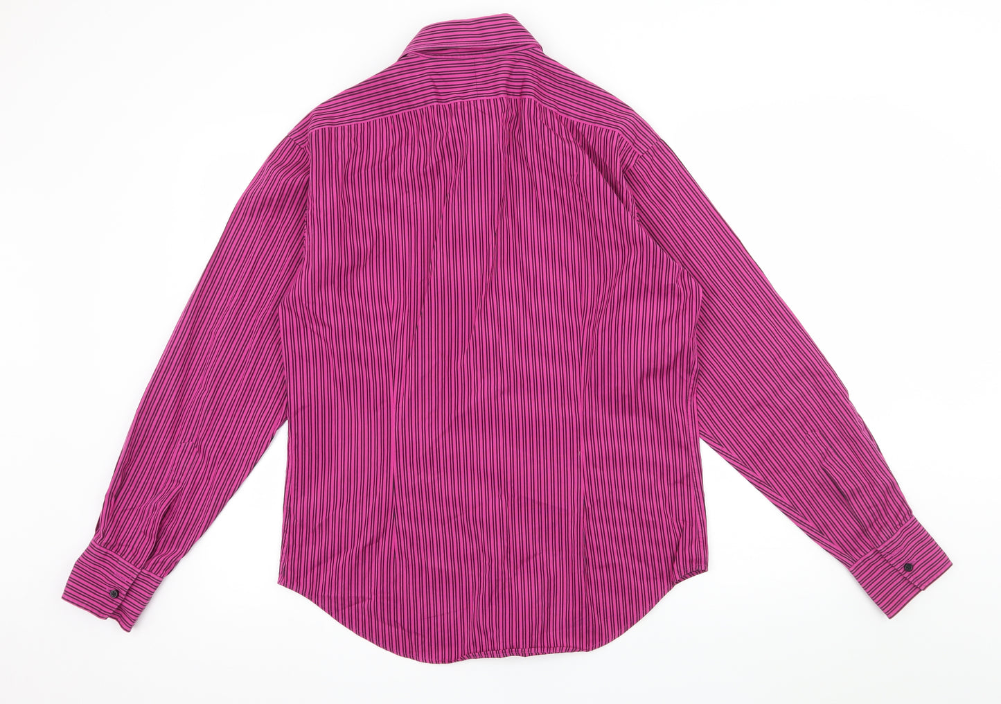 T.M.Lewin Mens Pink Striped   Button-Up Size 16