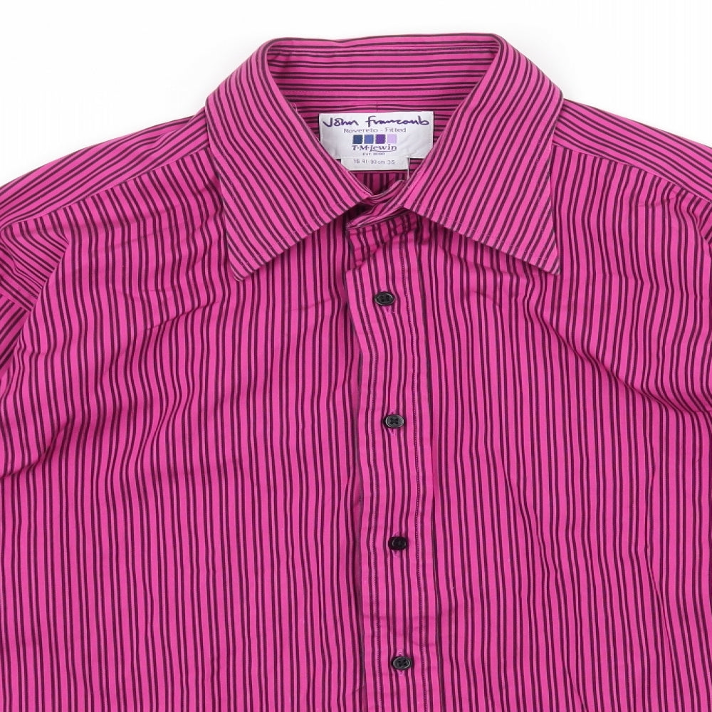 T.M.Lewin Mens Pink Striped   Button-Up Size 16
