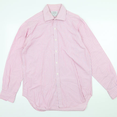 T.M.Lewin Mens Pink Striped   Dress Shirt Size 16