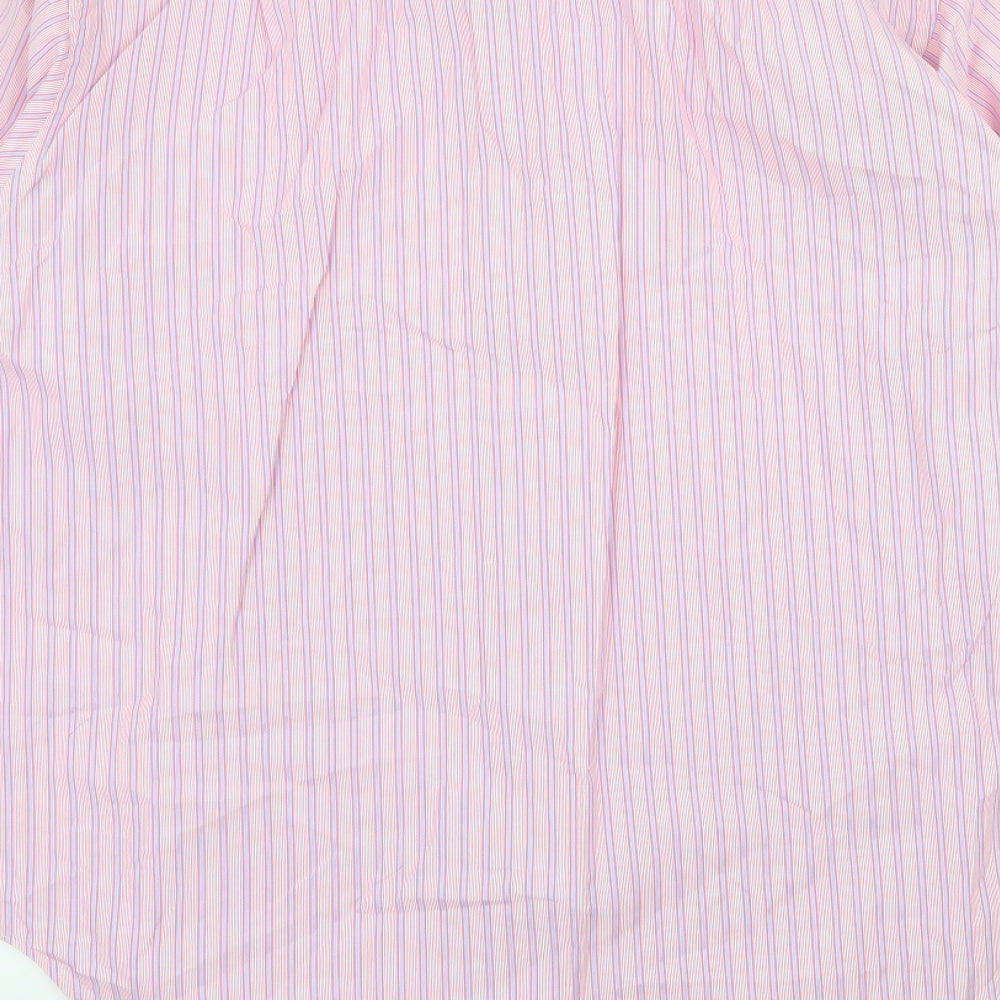 T.M.Lewin Mens Pink Striped   Dress Shirt Size 16
