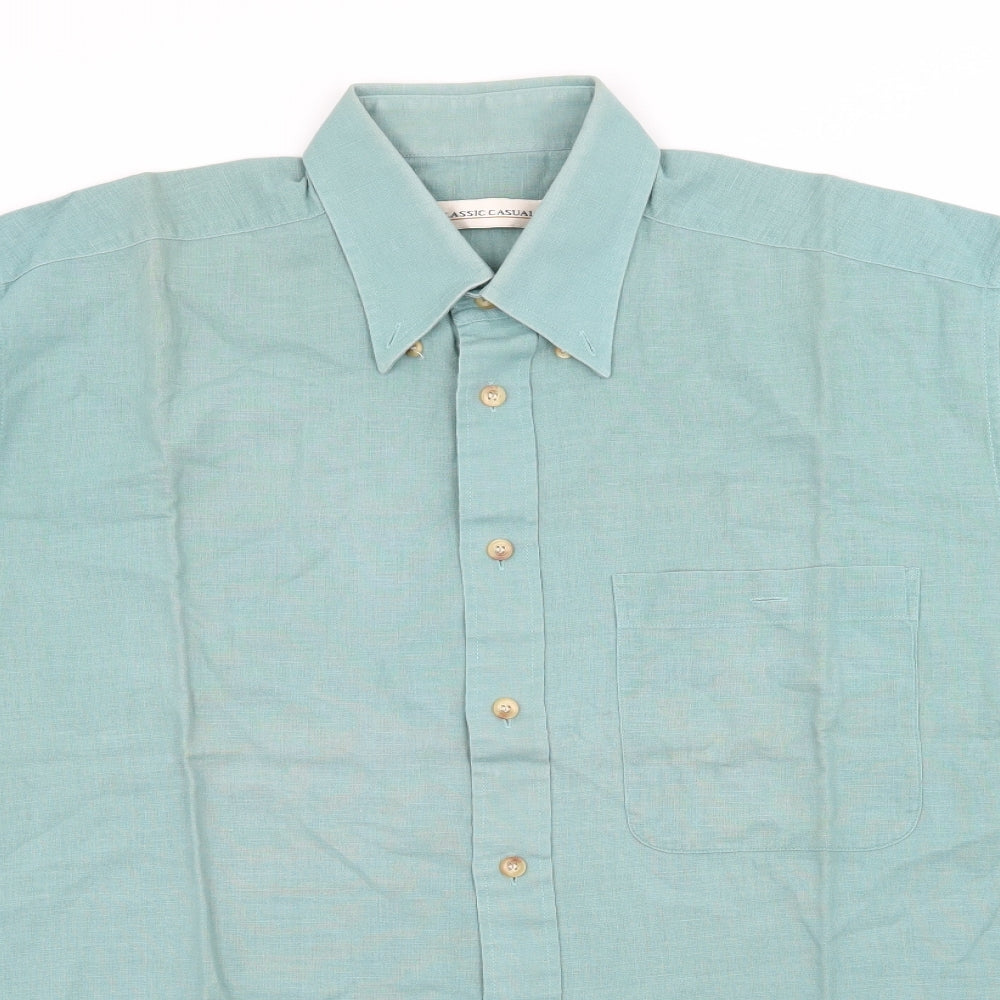 Classic Casuals Mens Green    Button-Up Size M