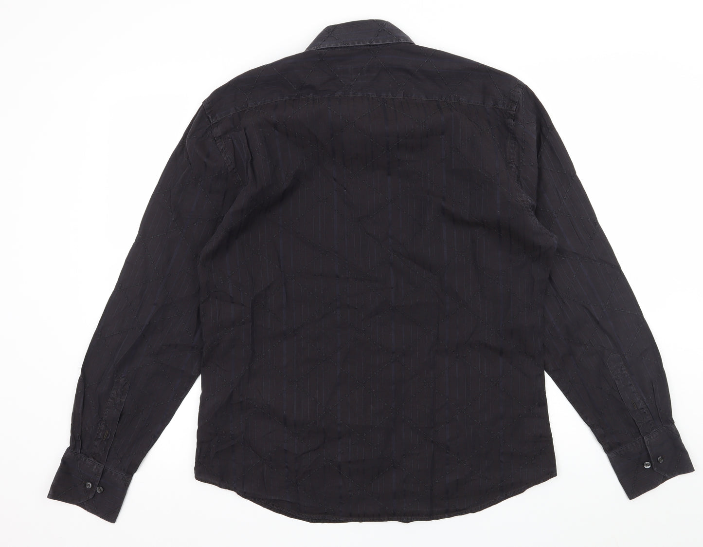 NEXT Mens Black Striped   Button-Up Size L