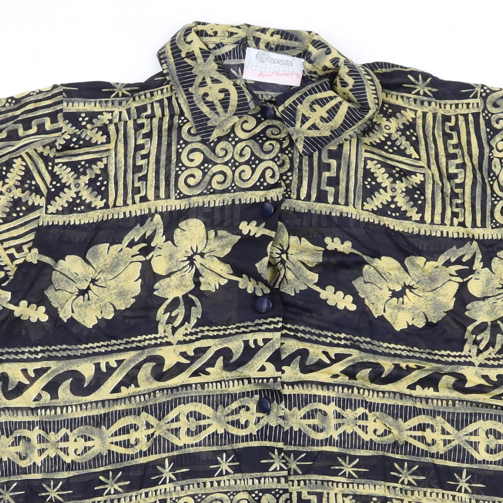 raxsta Womens Blue Geometric  Basic Blouse Size XL