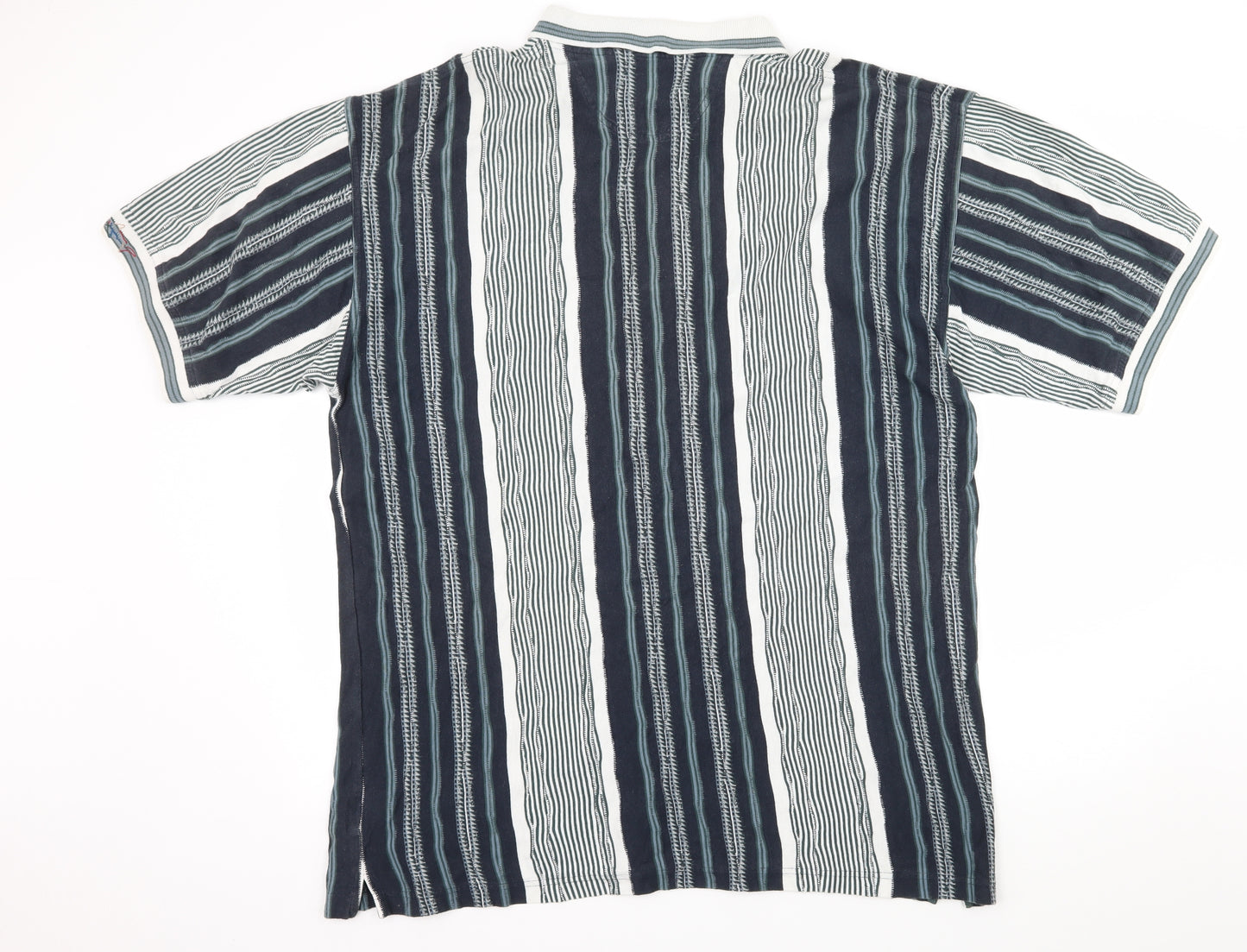 Greg Norman Mens Blue Striped Jersey  Polo Size XL