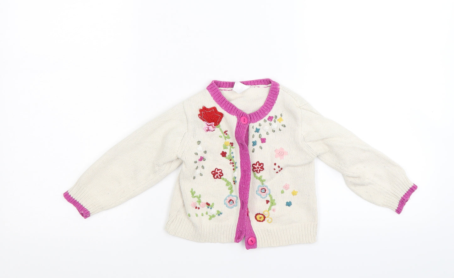 Zara Girls Beige Floral Knit Cardigan Jumper Size 2 Years