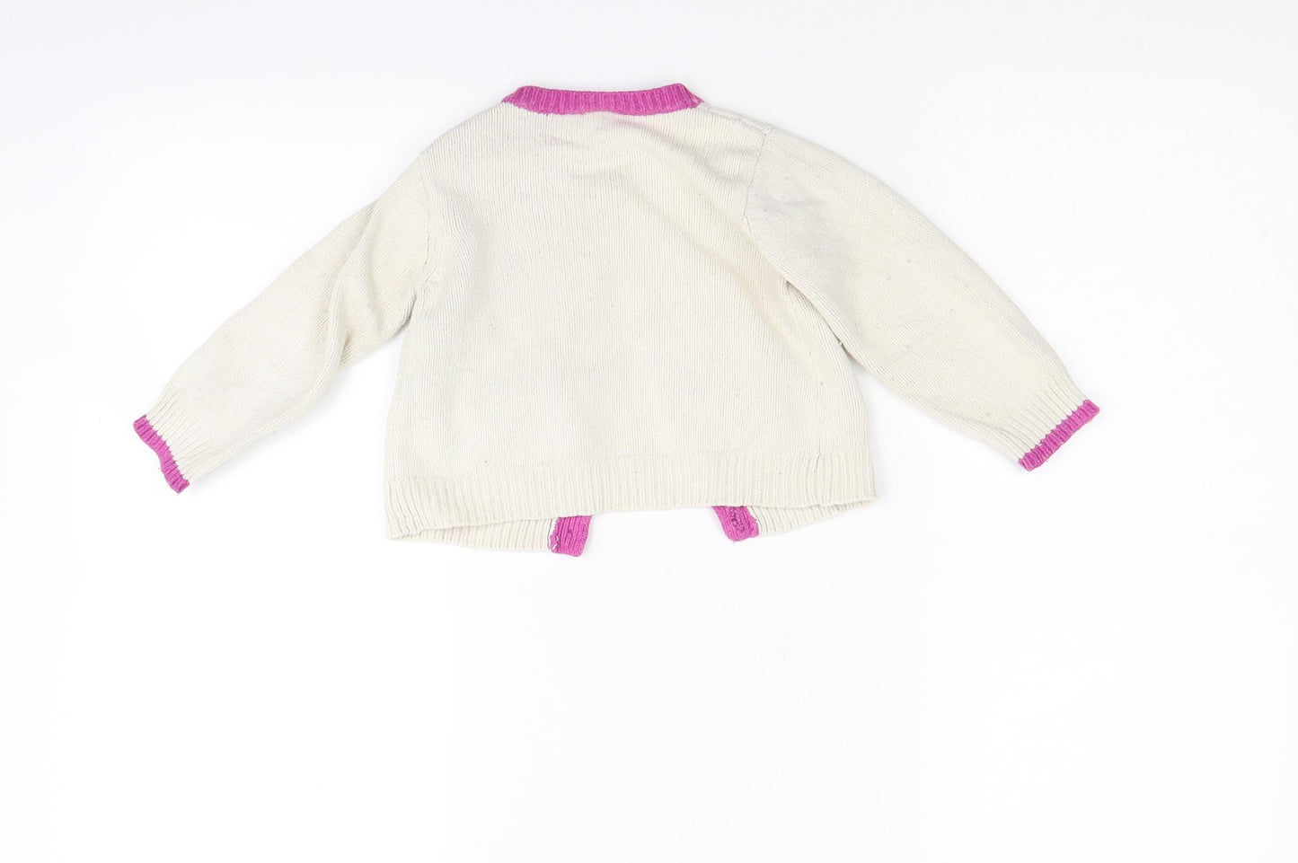 Zara Girls Beige Floral Knit Cardigan Jumper Size 2 Years