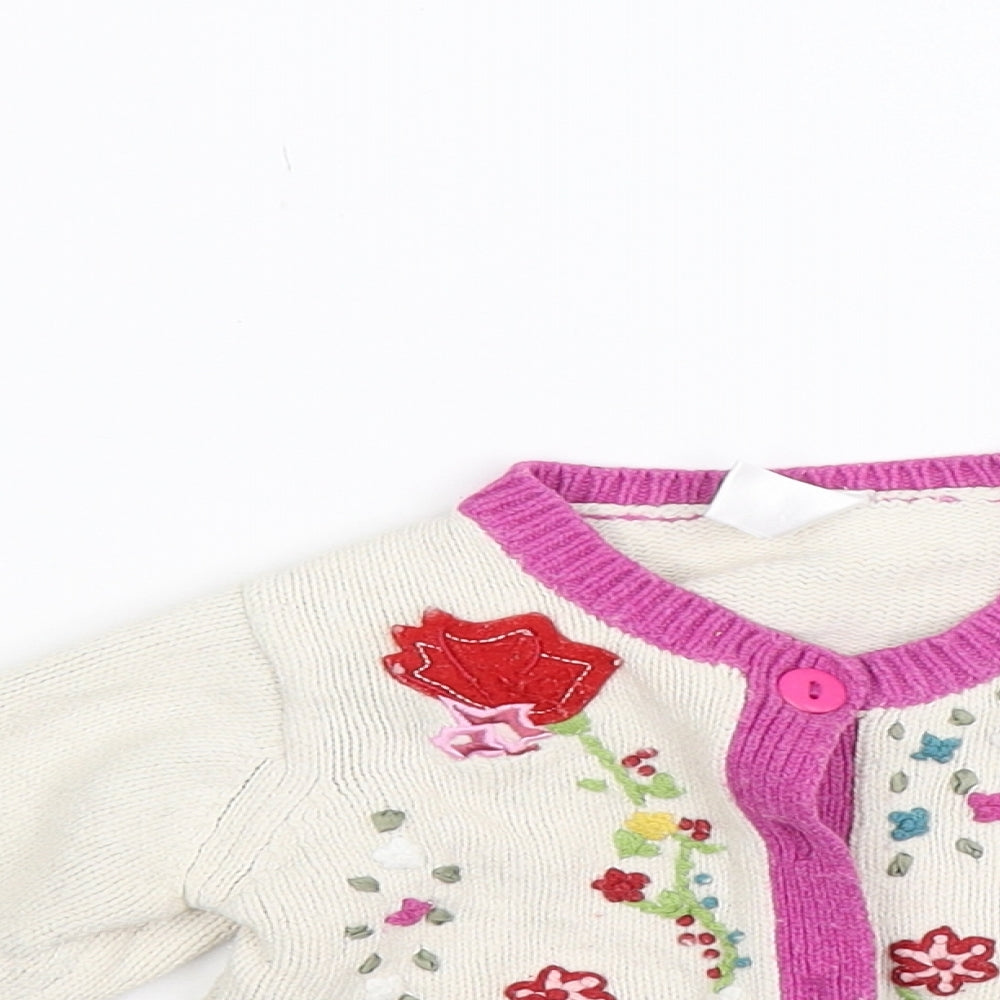 Zara Girls Beige Floral Knit Cardigan Jumper Size 2 Years