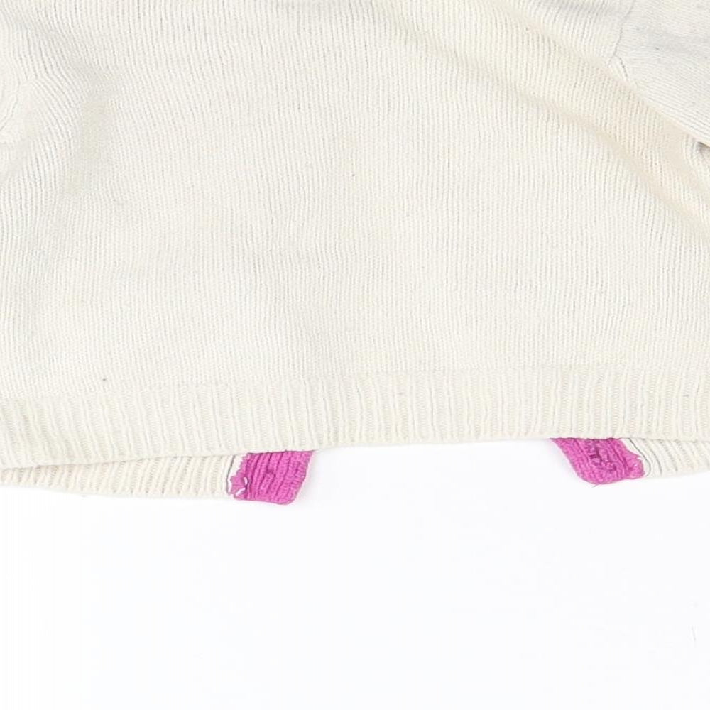 Zara Girls Beige Floral Knit Cardigan Jumper Size 2 Years