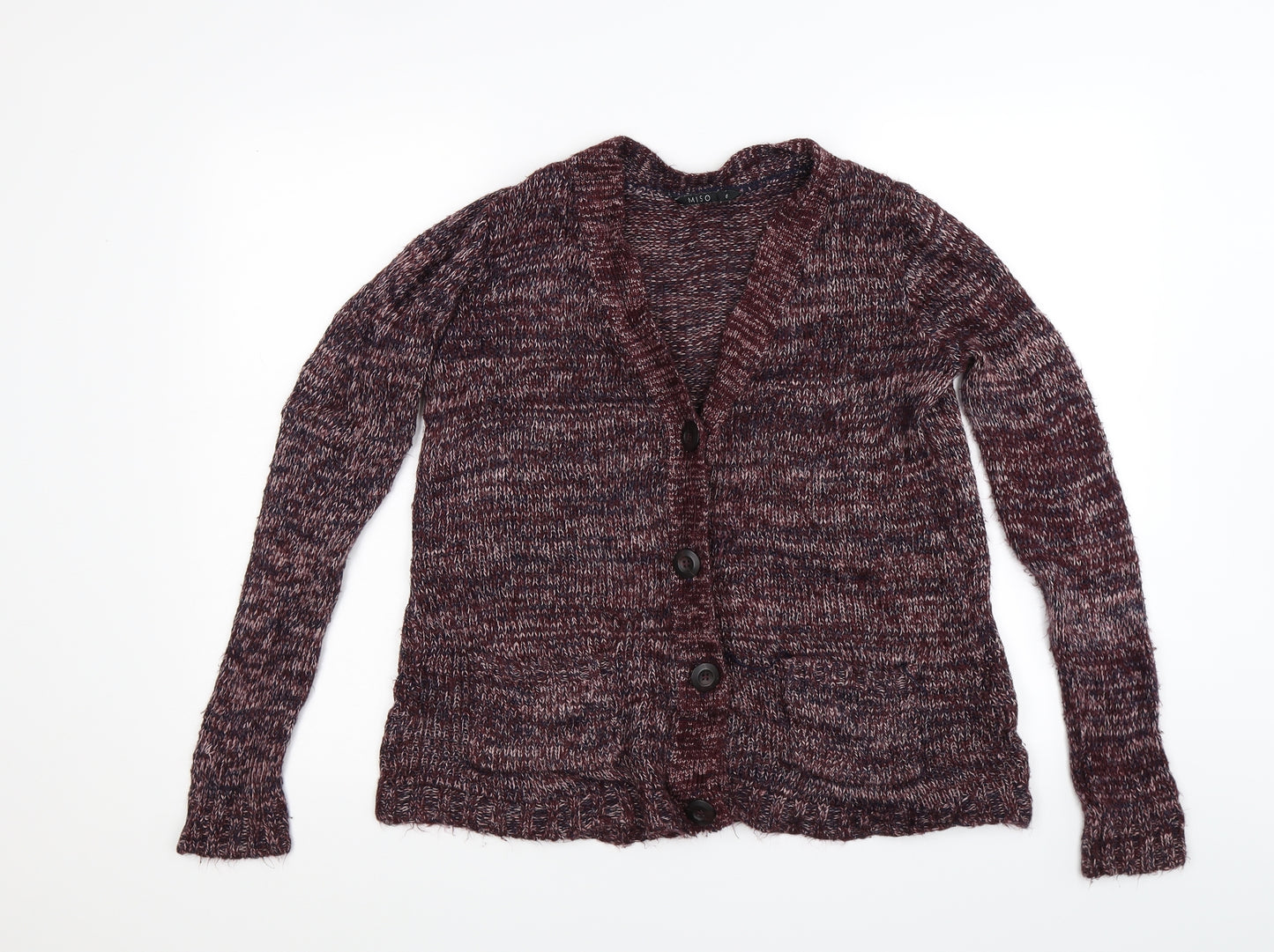 Miso Womens Red  Knit Cardigan Jumper Size M