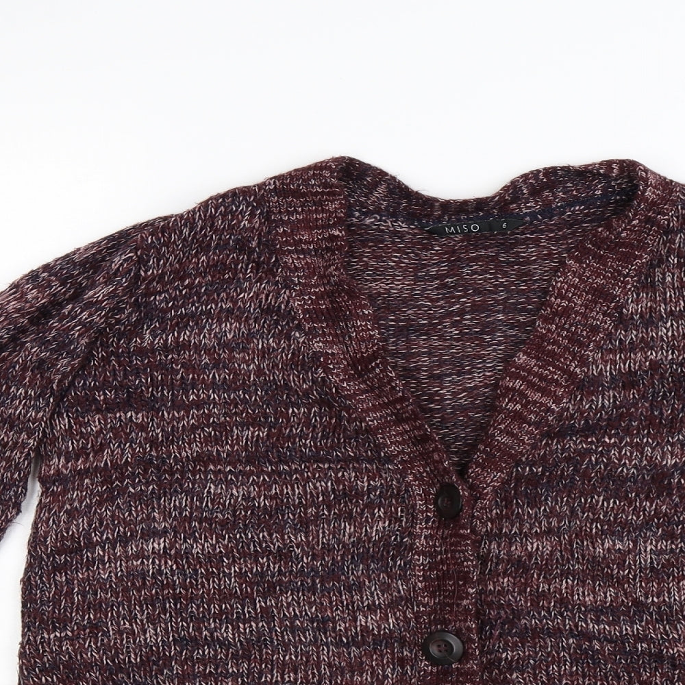 Miso Womens Red  Knit Cardigan Jumper Size M