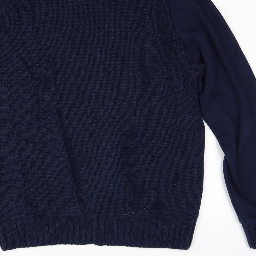 Crosshatch Mens Blue  Knit Pullover Jumper Size L