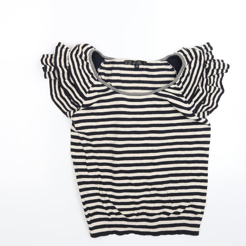 Fashion Union Womens Beige Striped Knit Pullover Jumper Size 14