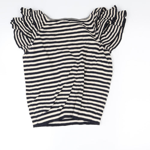 Fashion Union Womens Beige Striped Knit Pullover Jumper Size 14