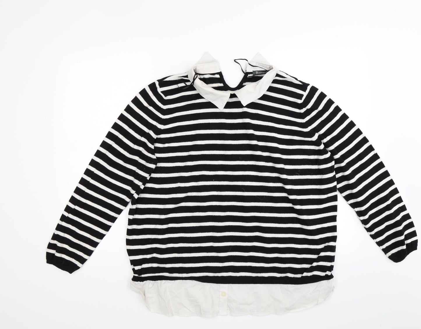 Bonmarché Womens Black Striped  Pullover Jumper Size L