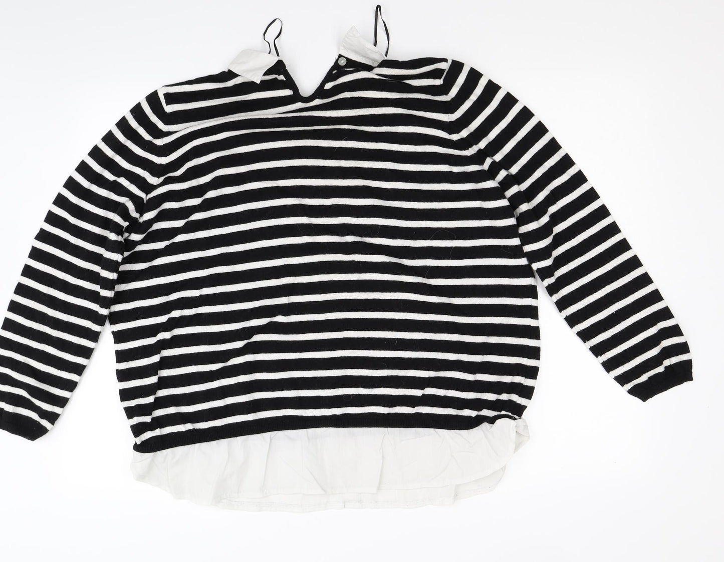 Bonmarché Womens Black Striped  Pullover Jumper Size L