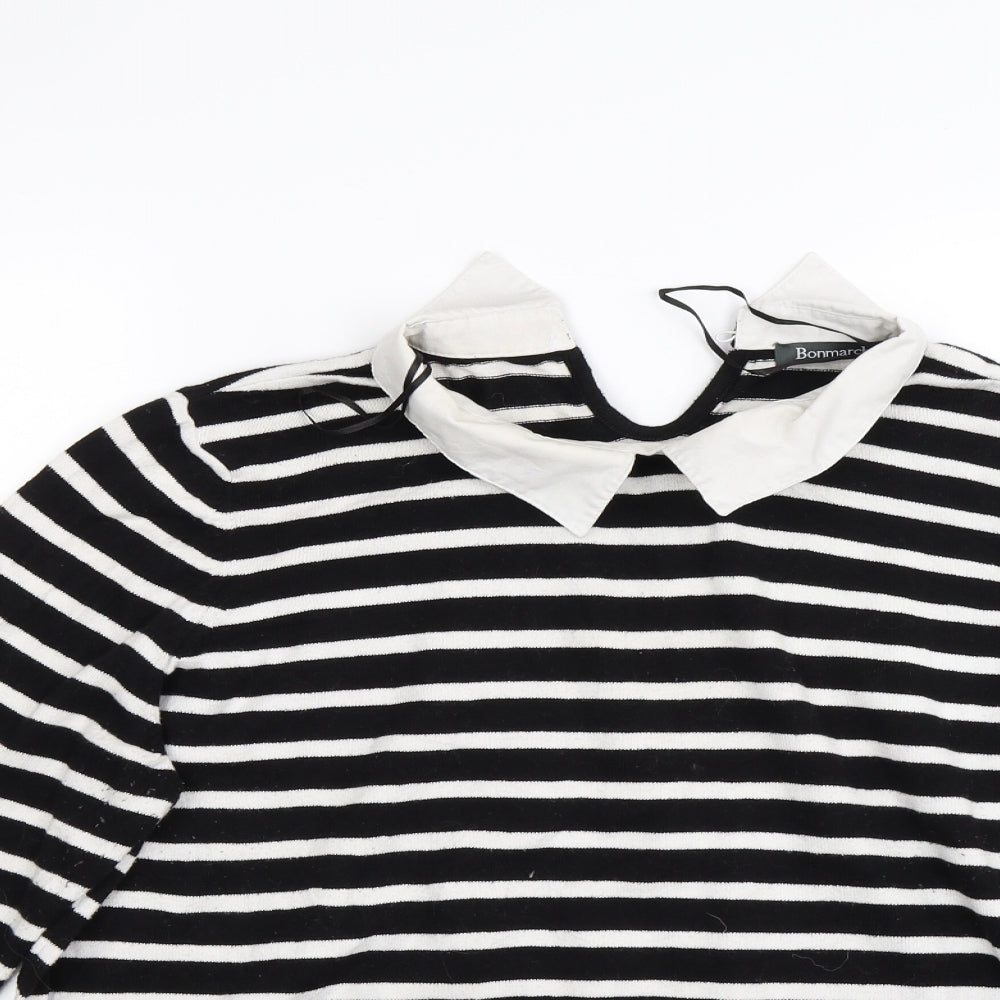 Bonmarché Womens Black Striped  Pullover Jumper Size L