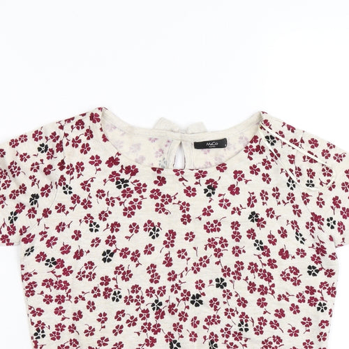 M&Co Womens Beige Floral  Pullover Jumper Size 8