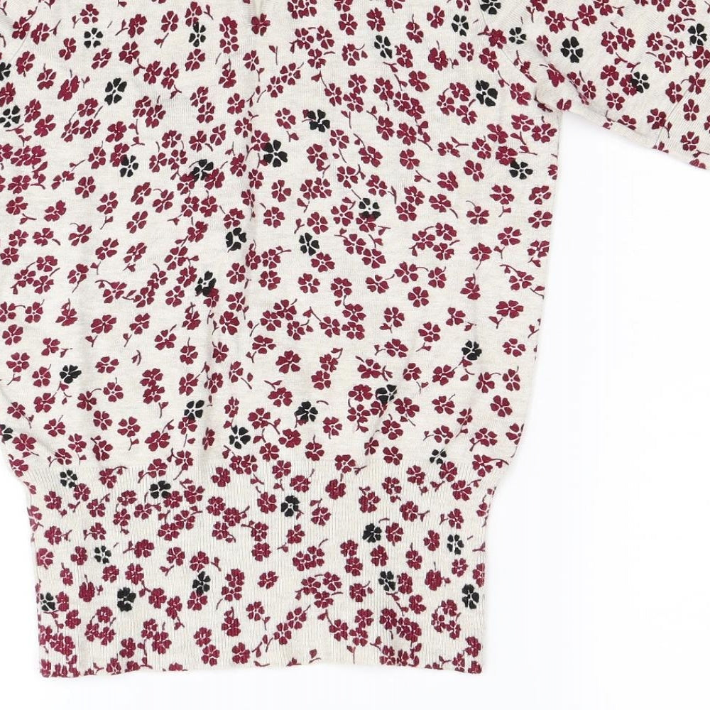 M&Co Womens Beige Floral  Pullover Jumper Size 8