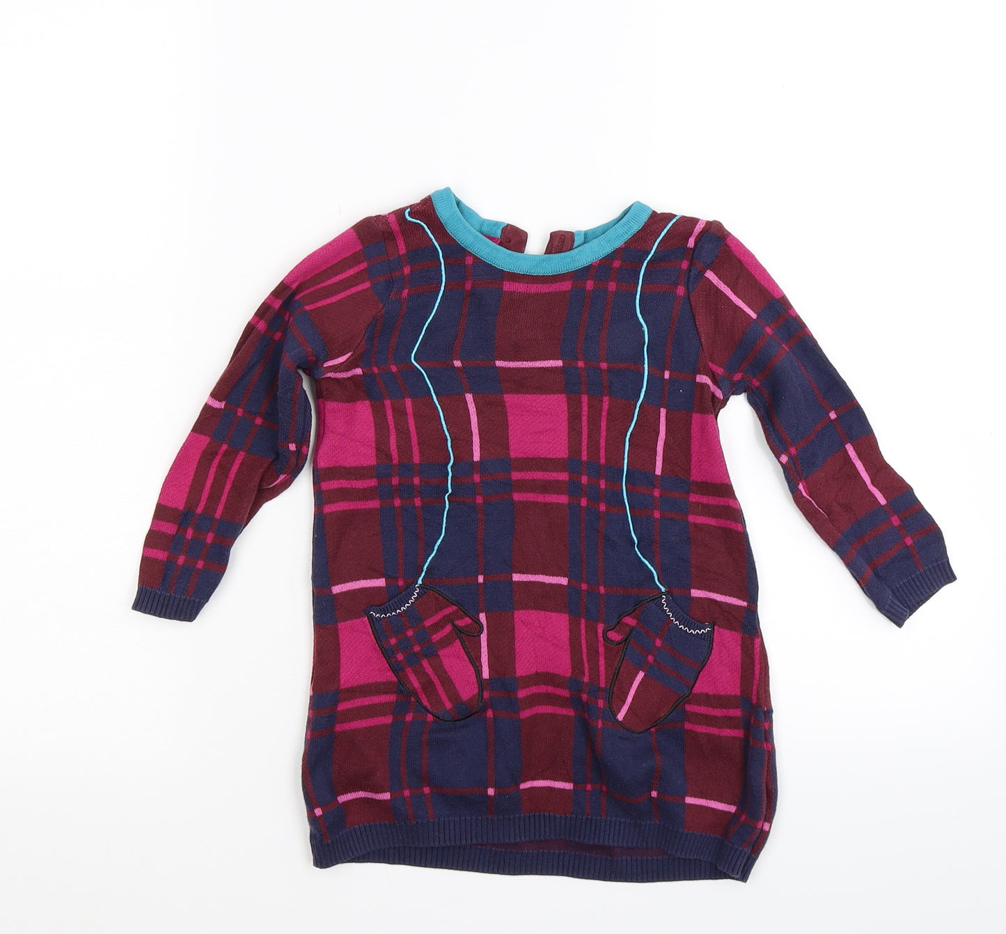 Marks and Spencer Girls Red Check  Jumper Dress  Size 2-3 Years