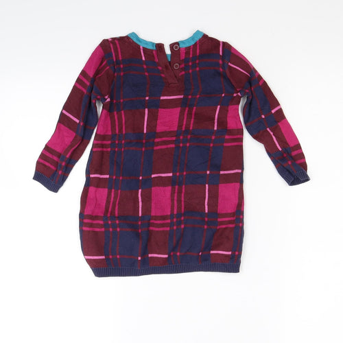 Marks and Spencer Girls Red Check  Jumper Dress  Size 2-3 Years