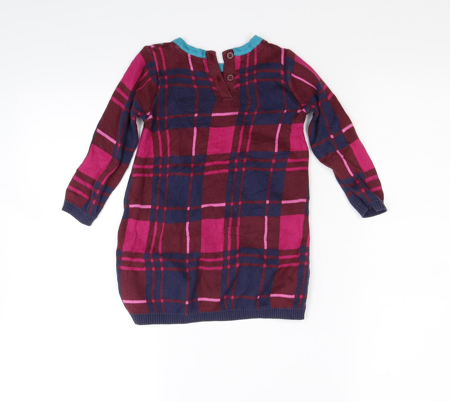 Marks and Spencer Girls Red Check  Jumper Dress  Size 2-3 Years