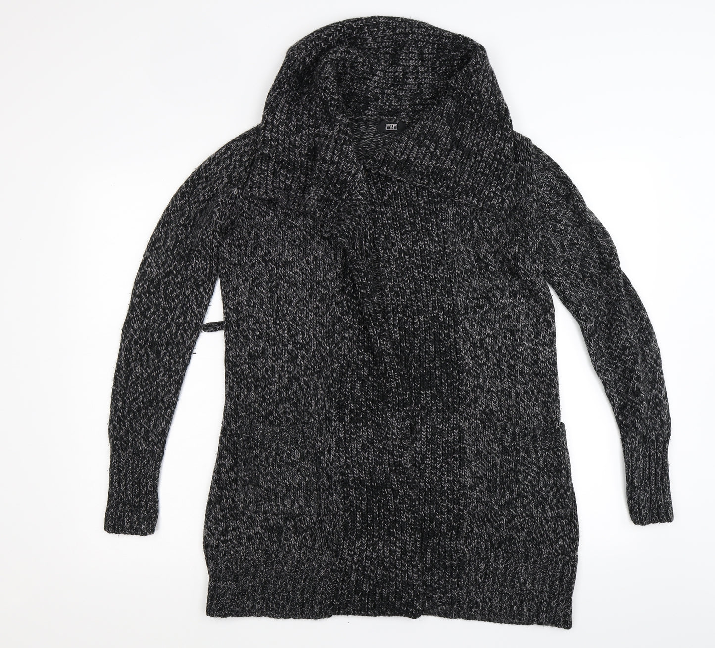 F&F Womens Black  Knit Cardigan Jumper Size 8