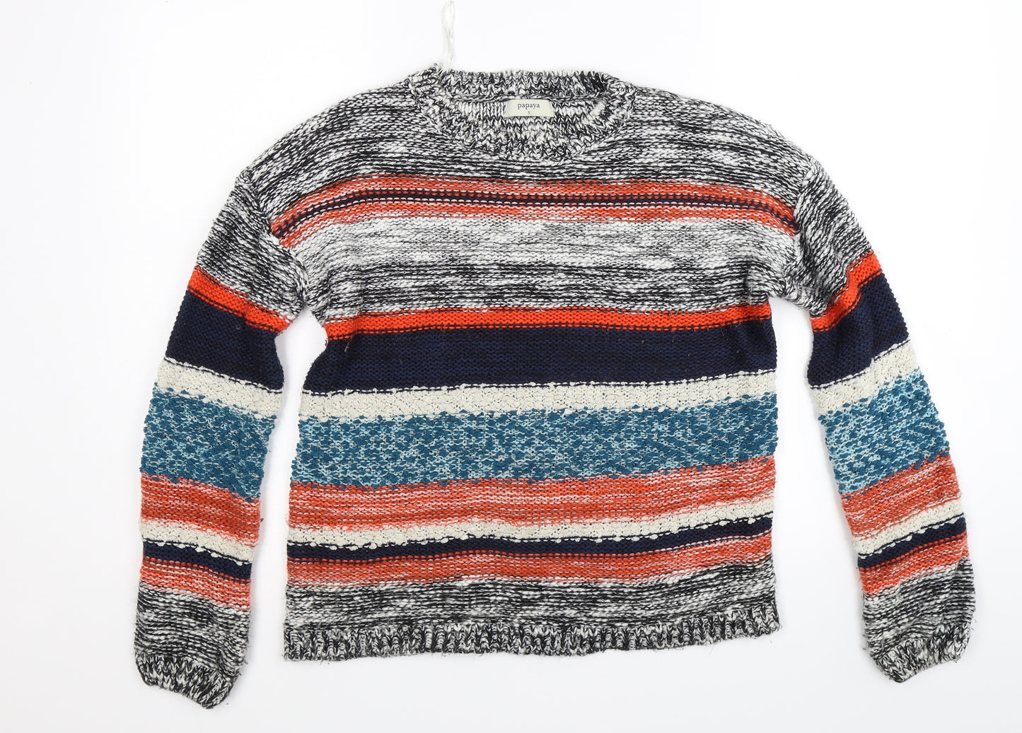Papaya Womens Multicoloured Striped Knit Pullover Jumper Size S