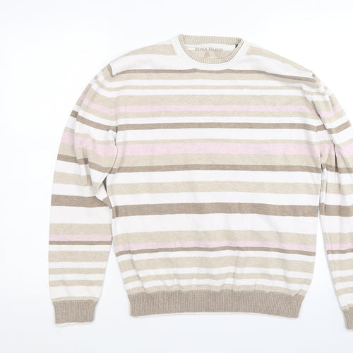 River Island Womens Beige Striped Knit Pullover Jumper Size M
