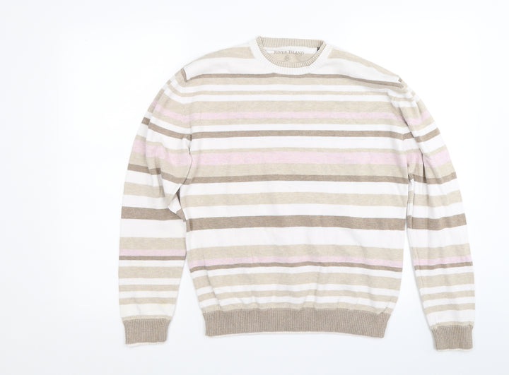 River Island Womens Beige Striped Knit Pullover Jumper Size M