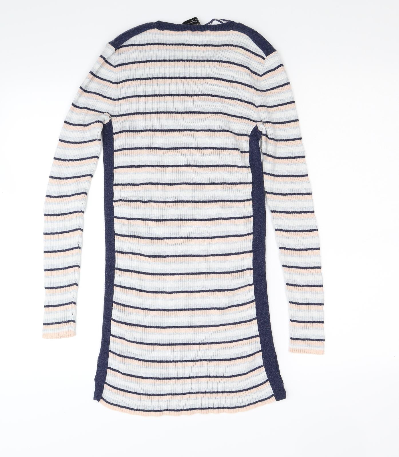 Dorothy Perkins Womens White Striped  Jumper Dress  Size 10