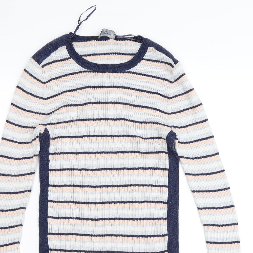 Dorothy Perkins Womens White Striped  Jumper Dress  Size 10