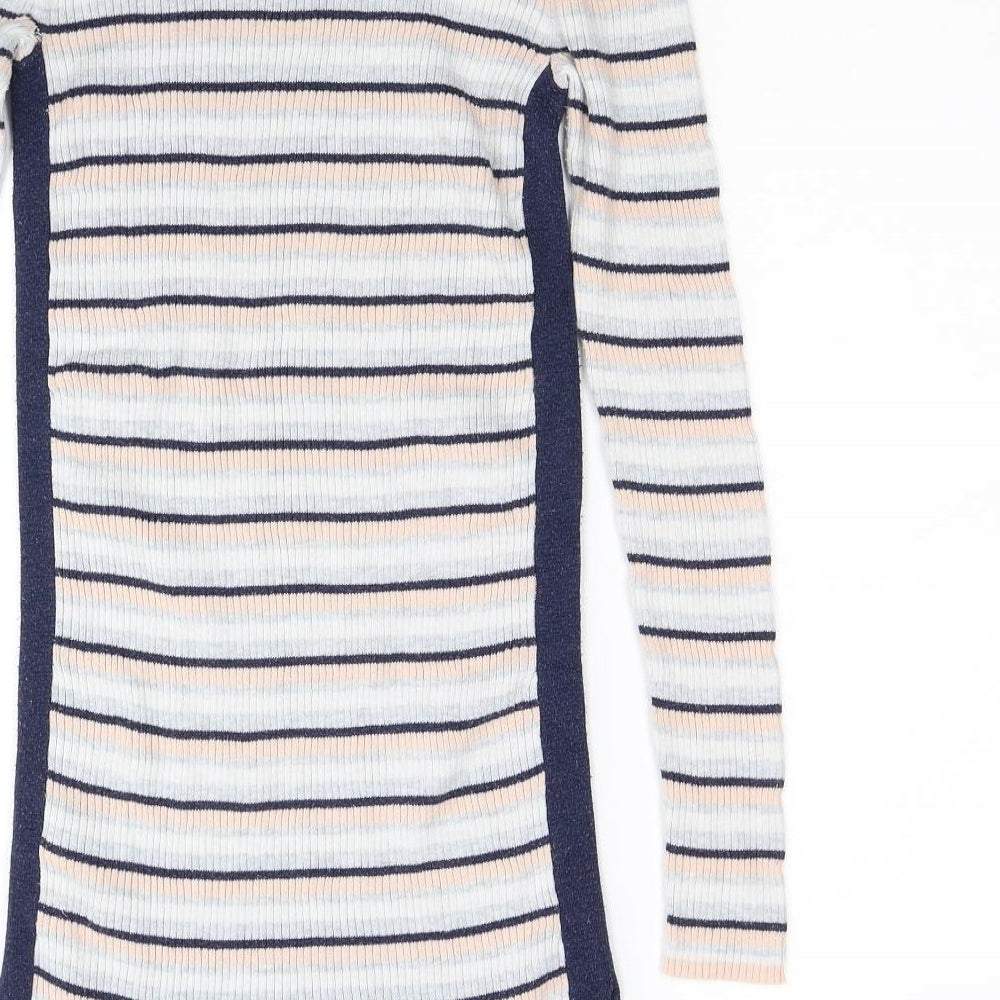 Dorothy Perkins Womens White Striped  Jumper Dress  Size 10