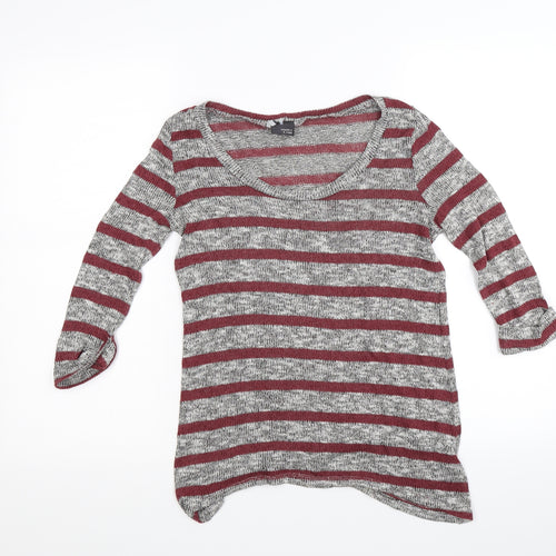 Sparkle & Fade Womens Grey Striped Knit Tunic Jumper Size M