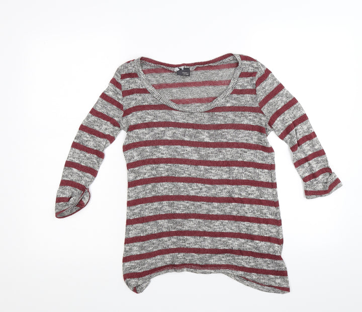 Sparkle & Fade Womens Grey Striped Knit Tunic Jumper Size M