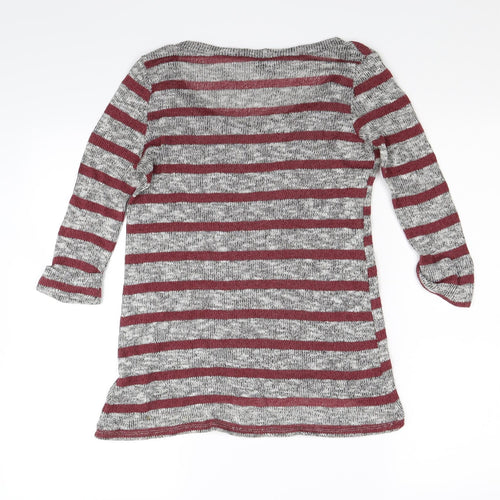 Sparkle & Fade Womens Grey Striped Knit Tunic Jumper Size M