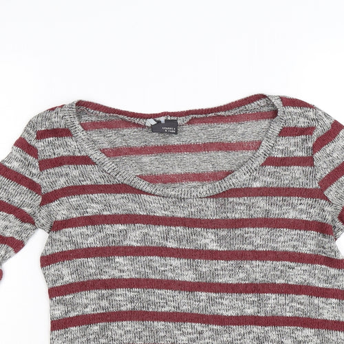 Sparkle & Fade Womens Grey Striped Knit Tunic Jumper Size M