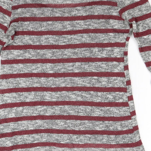 Sparkle & Fade Womens Grey Striped Knit Tunic Jumper Size M