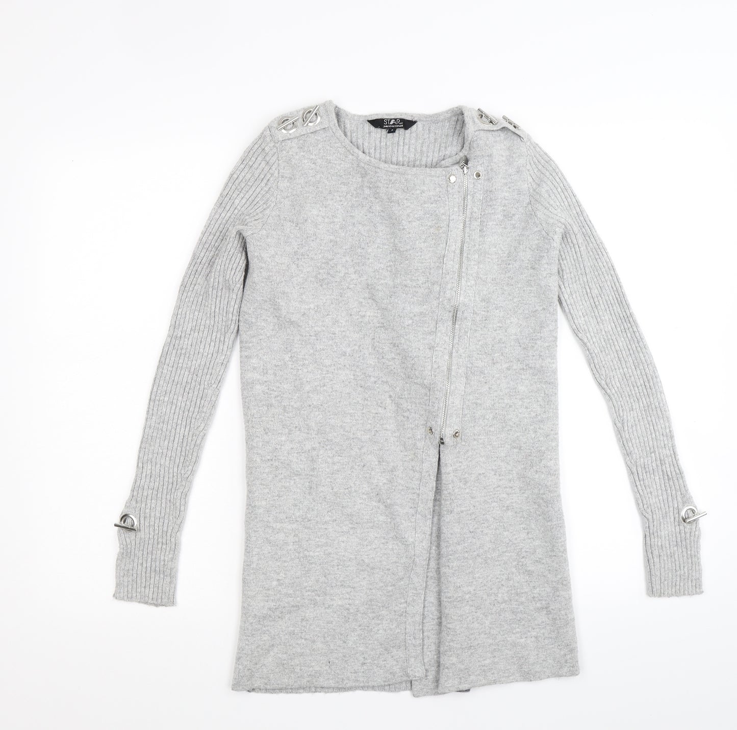 Star Womens Grey   Full Zip Jumper Size 8