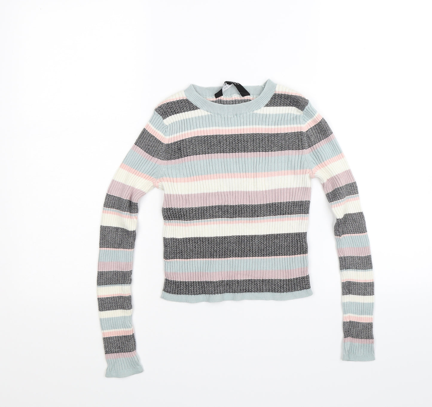 New Look Girls Multicoloured Striped Knit Pullover Jumper Size 12 Years