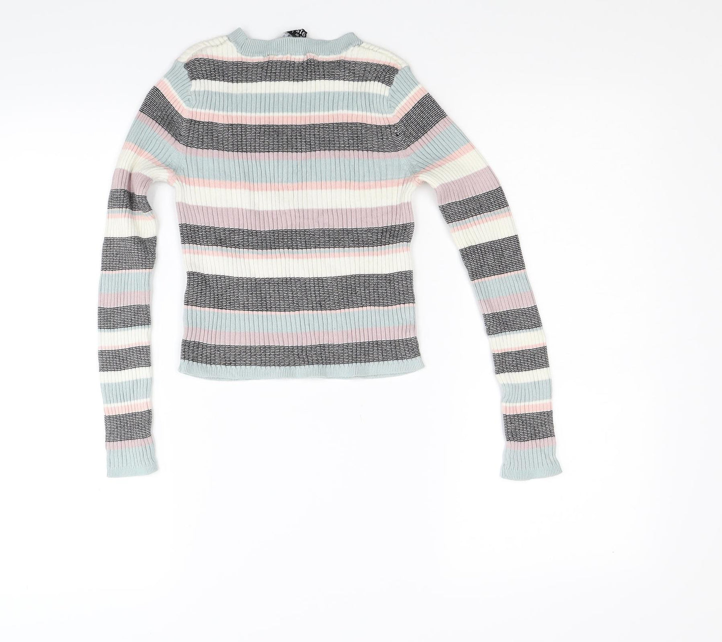 New Look Girls Multicoloured Striped Knit Pullover Jumper Size 12 Years