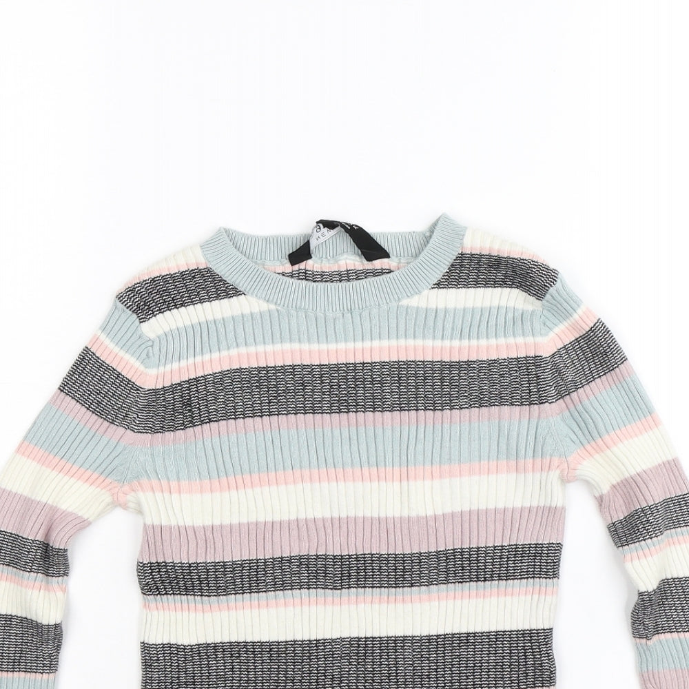 New Look Girls Multicoloured Striped Knit Pullover Jumper Size 12 Years