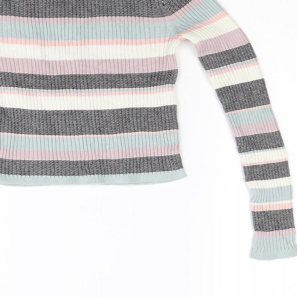New Look Girls Multicoloured Striped Knit Pullover Jumper Size 12 Years