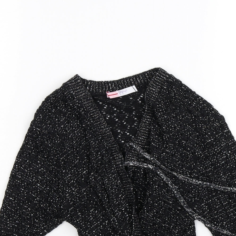 Papaya Womens Black  Knit Wrap Jumper Size M